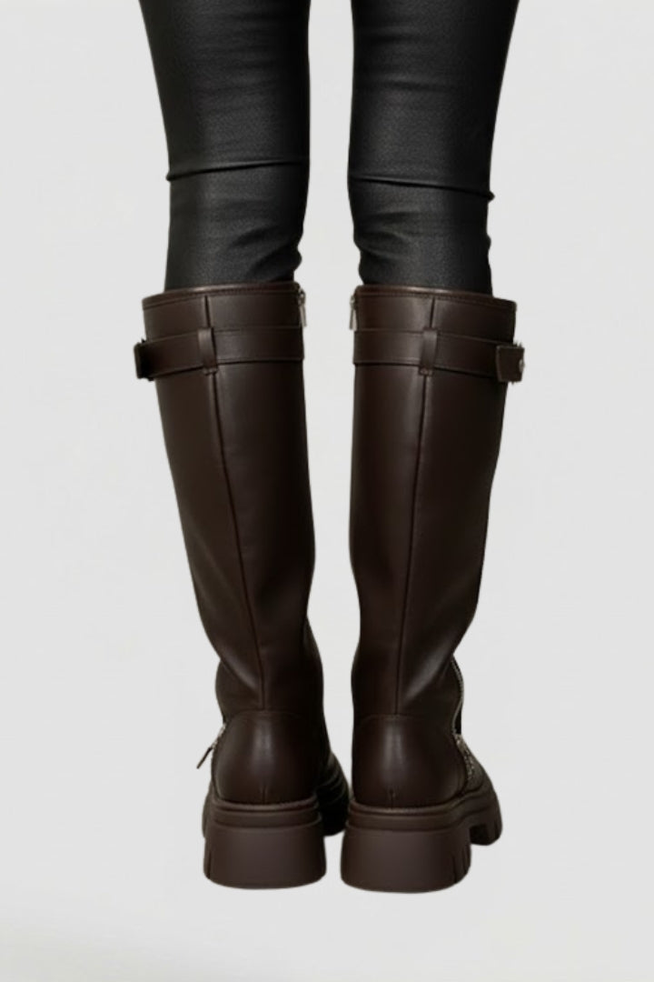 Women’s Knee High Platform Boots with Side Zipper