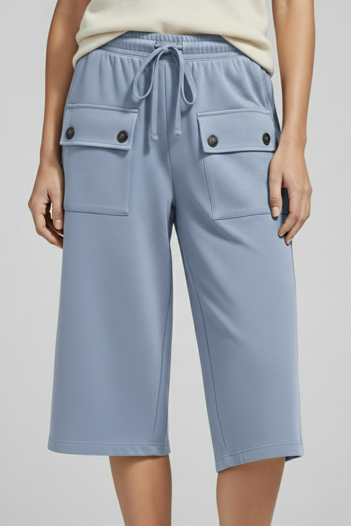 Women’s Knee Length Shorts with Elastic Waist and Pockets