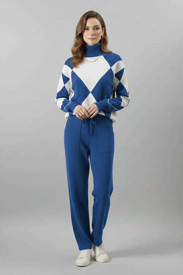 Women’s Knit Set with Long-Sleeve Sweater and Straight-Leg Trousers
