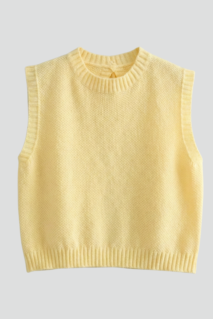 Women’s Knit Top with Round Neck and Ribbed Hem