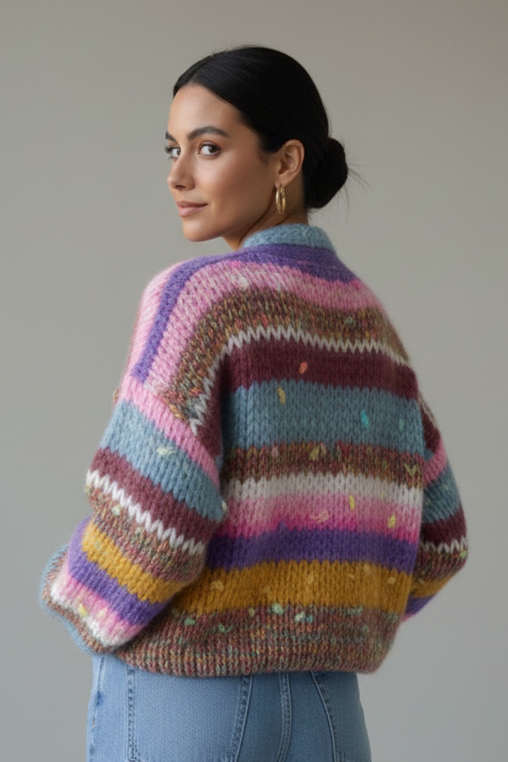 Women’s Knitted Cardigan with Open Front and Textured Finish