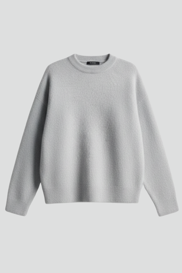 Women’s Knitted Sweater with Round Neckline and Dropped Shoulders