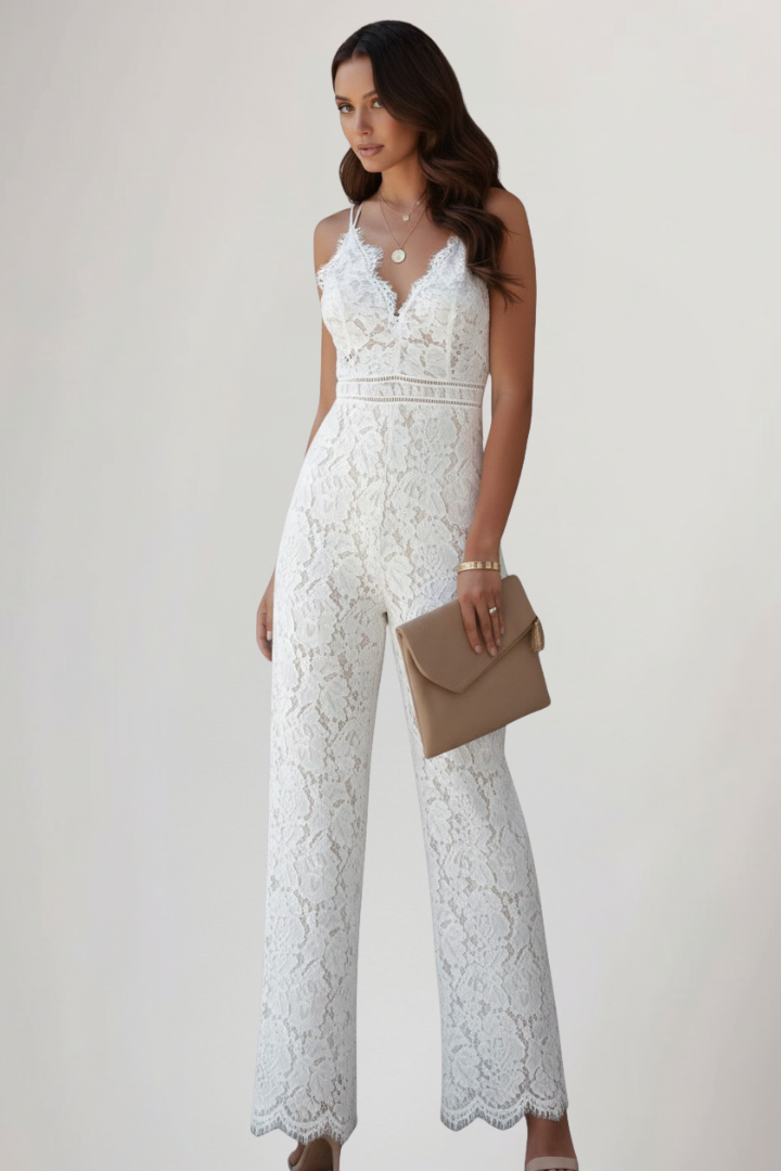Women’s Lace V-Neck Sleeveless Jumpsuit
