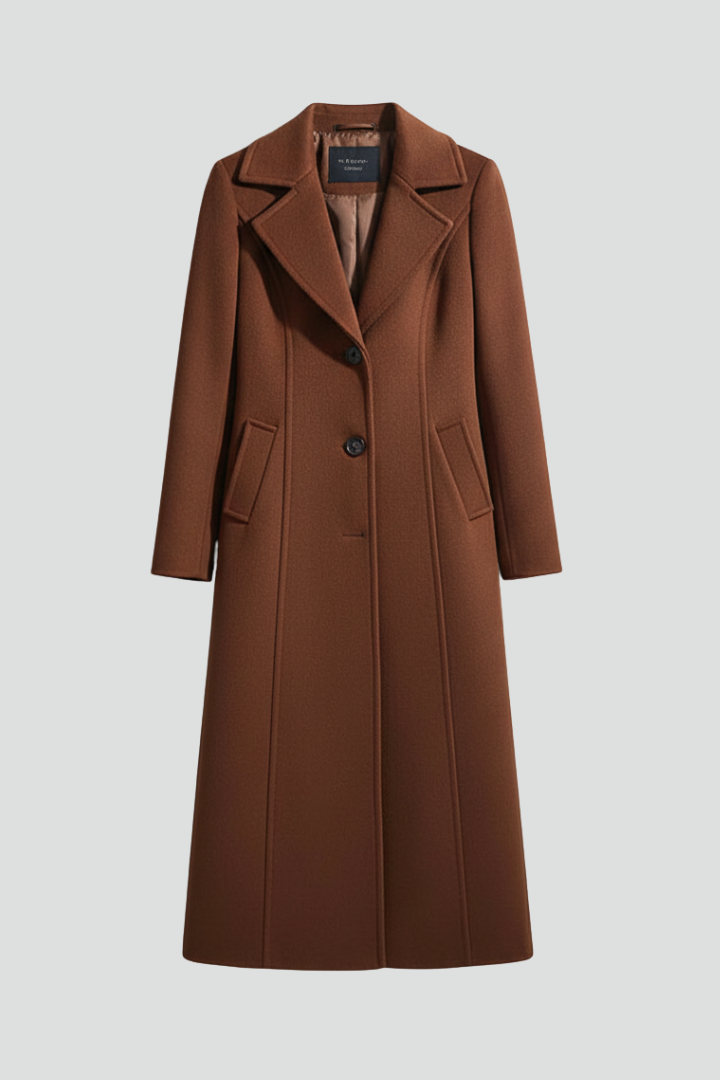 Women’s Long Coat with Shawl Collar and Belt