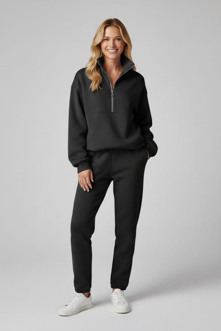 Women’s Lounge Set with Half Zip and Jogger Trousers