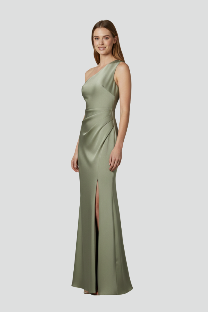 Women’s Maxi Dress with One-Shoulder Neckline and Side Slit