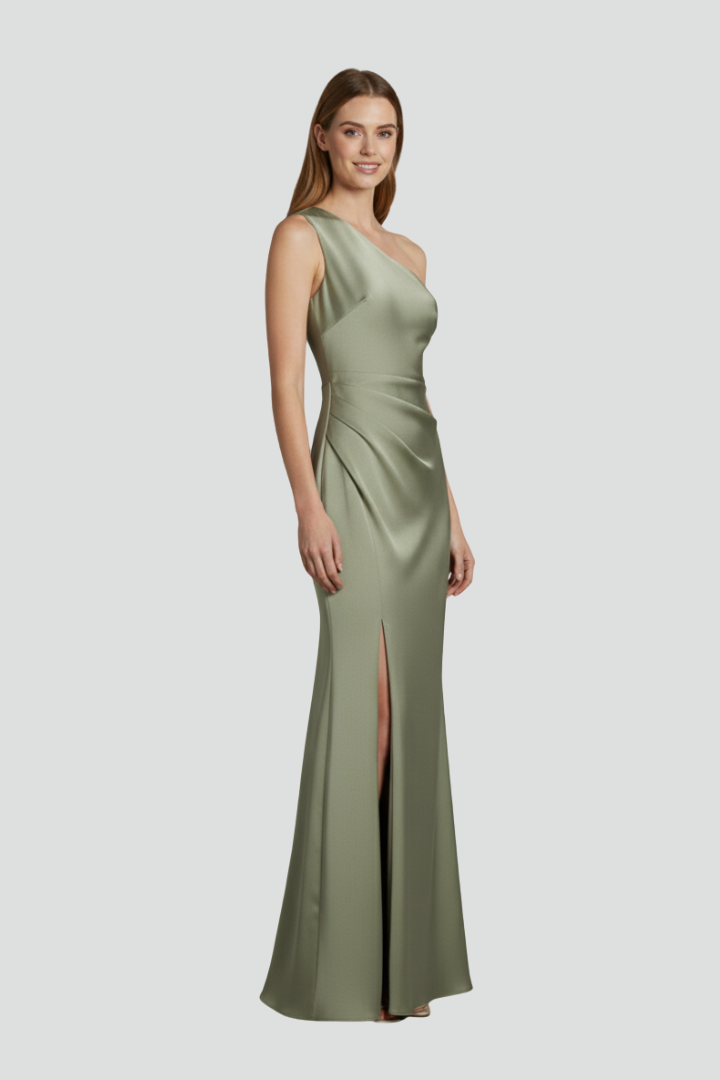 Women’s Maxi Dress with One-Shoulder Neckline and Side Slit