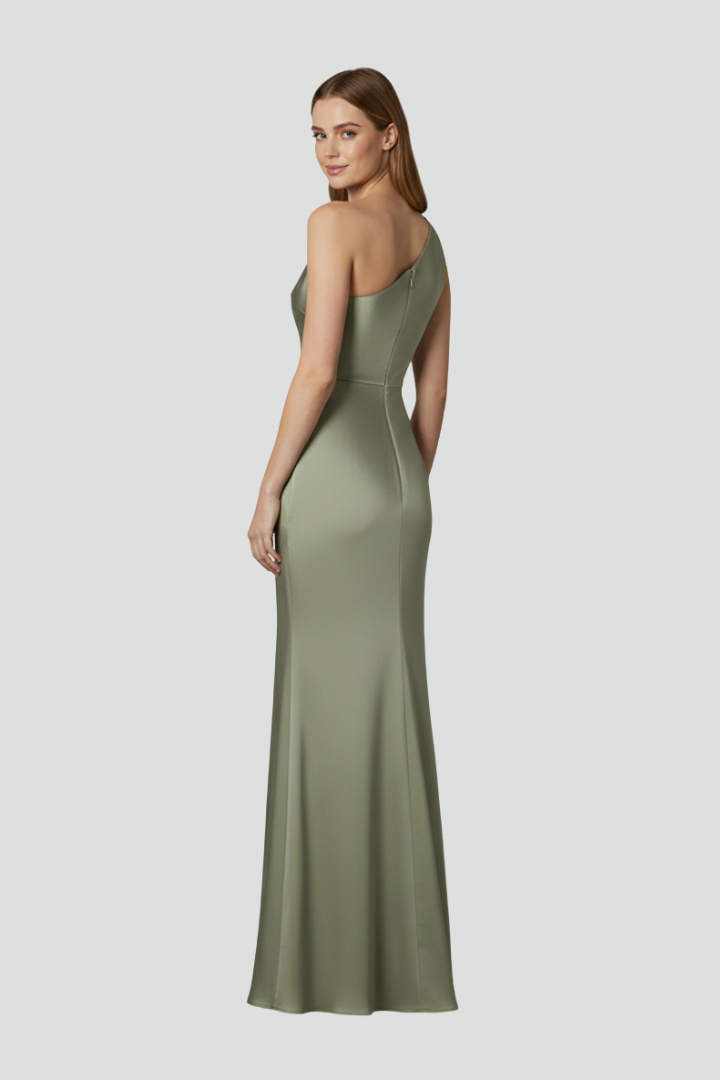 Women’s Maxi Dress with One-Shoulder Neckline and Side Slit