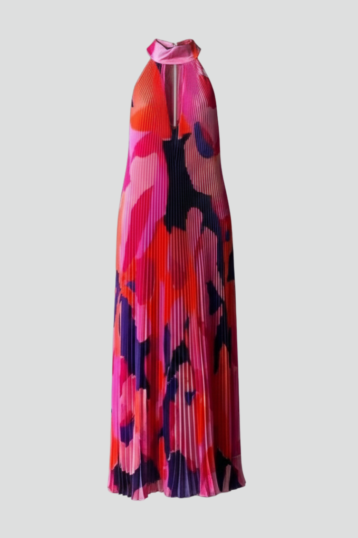 Women’s Maxi Dress with Pleated Skirt and Sleeveless Cut