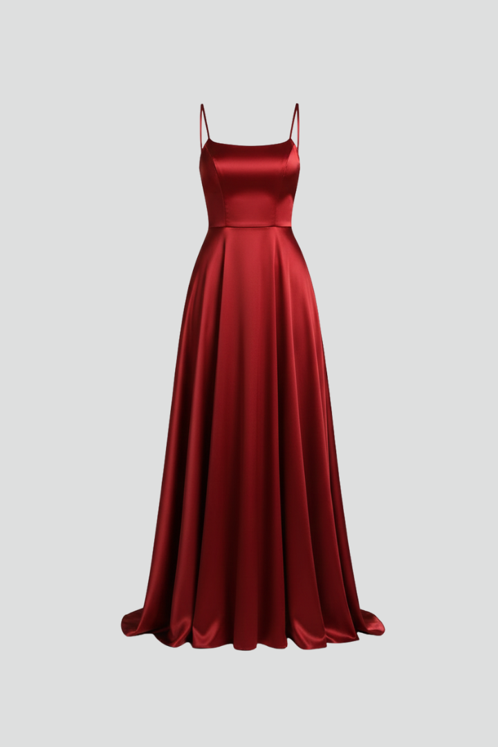 Women’s Maxi Dress with Shoulder Straps and Front Slit