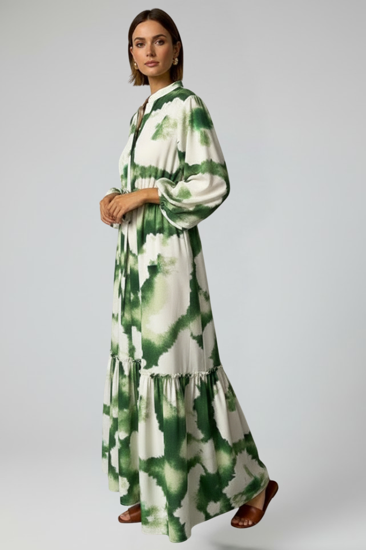 Women’s Maxi Dress with V-Neck and Long Sleeves