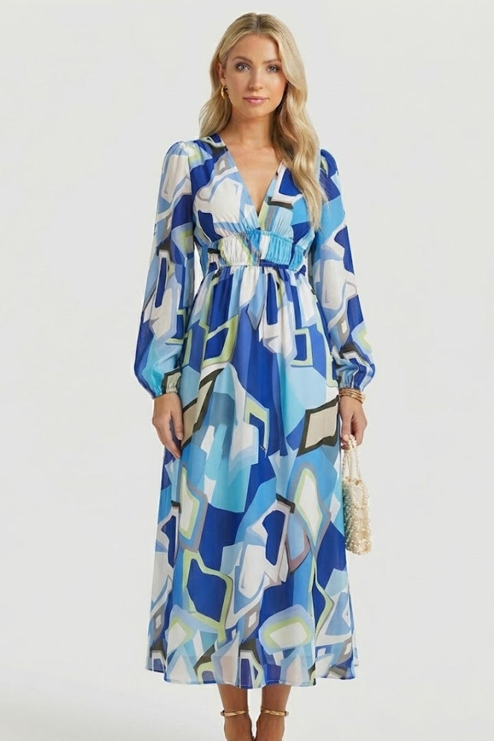 Women’s Maxi Dress with V Neck and Floral Print