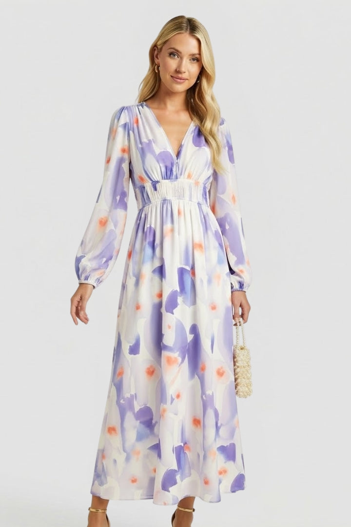 Women’s Maxi Dress with V Neck and Floral Print
