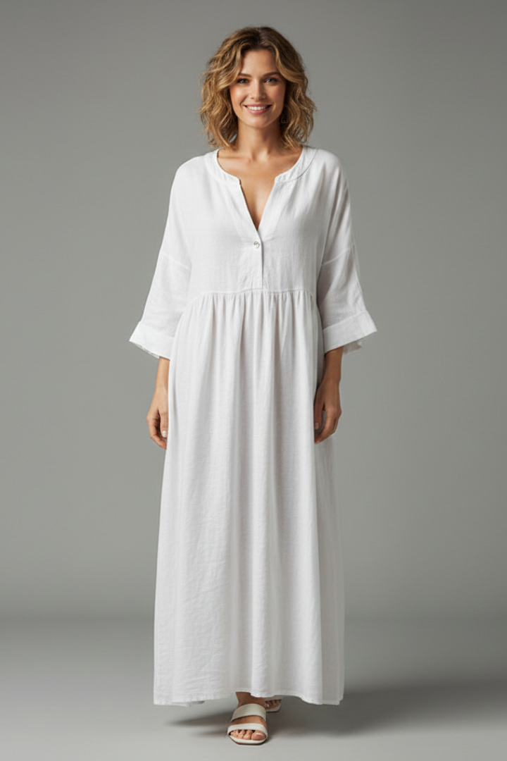Women’s Maxi Dress with V Neckline and Long Sleeves