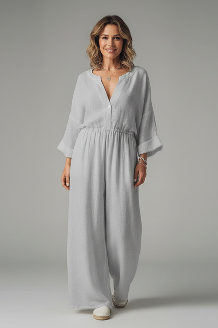 Women’s Maxi Dress with V Neckline and Long Sleeves
