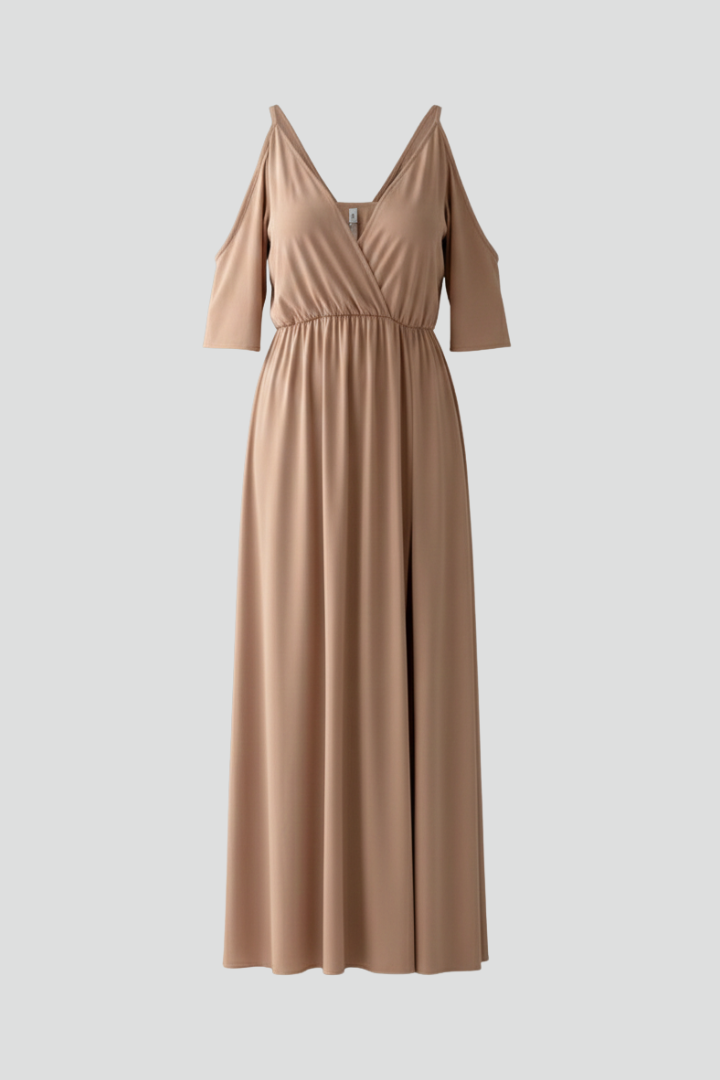 Women’s Maxi Dress with V Neckline and Side Slit