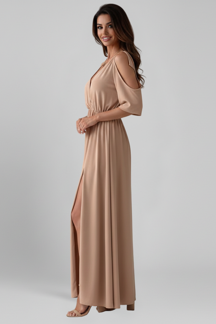 Women’s Maxi Dress with V Neckline and Side Slit
