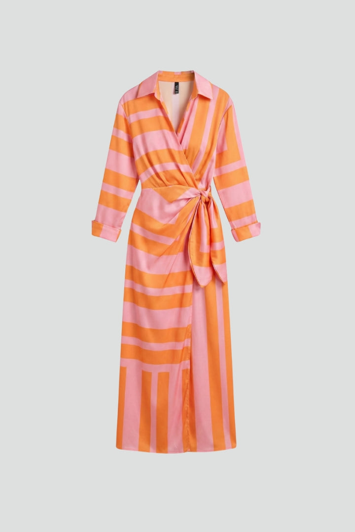 Women’s Maxi Dress with Wrap Front and Printed Surface