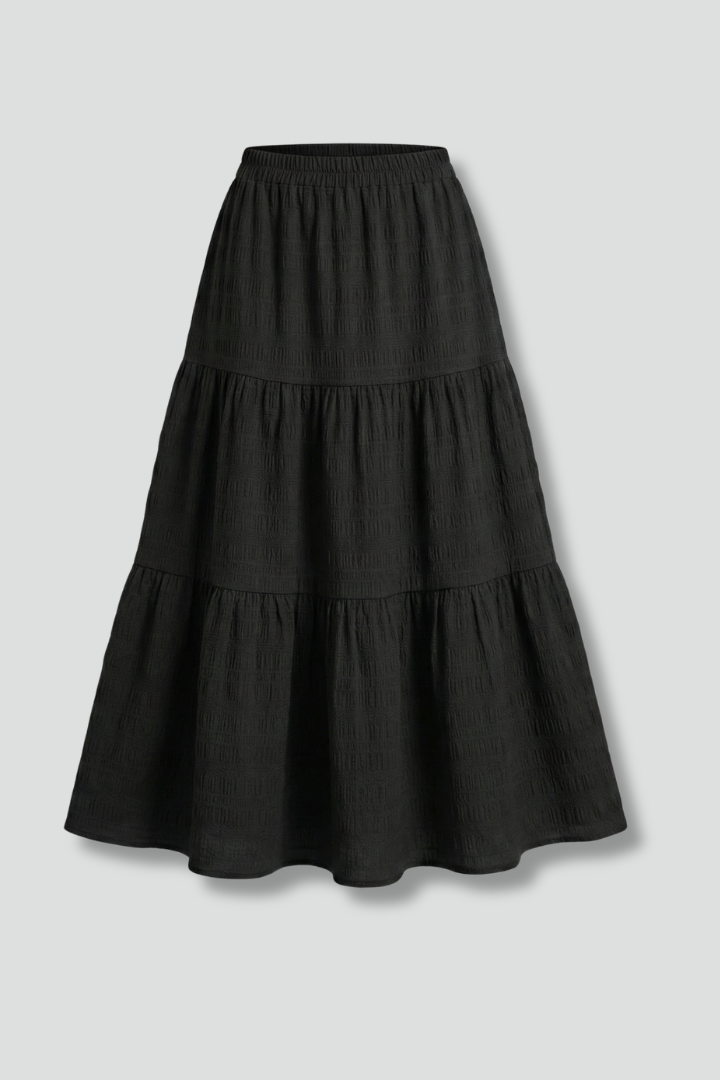 Women’s Maxi Skirt with Elastic Waist and Tiered Panels