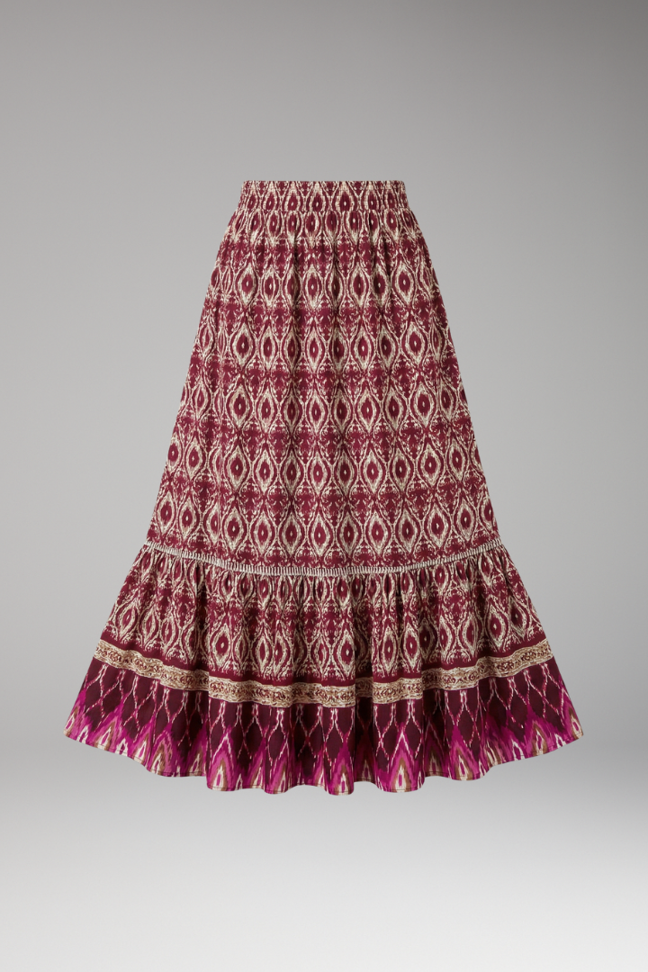 Women’s Maxi Skirt with Elastic Waist and Tiered Panels