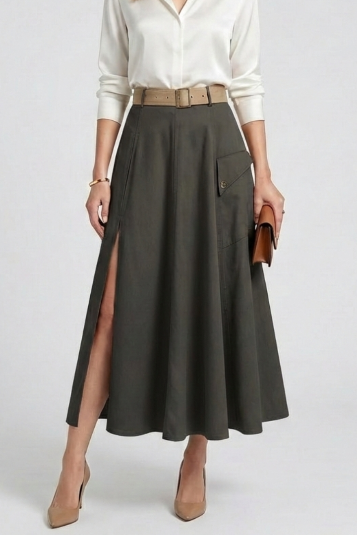 Women’s Maxi Skirt with Side Pockets and High Slit