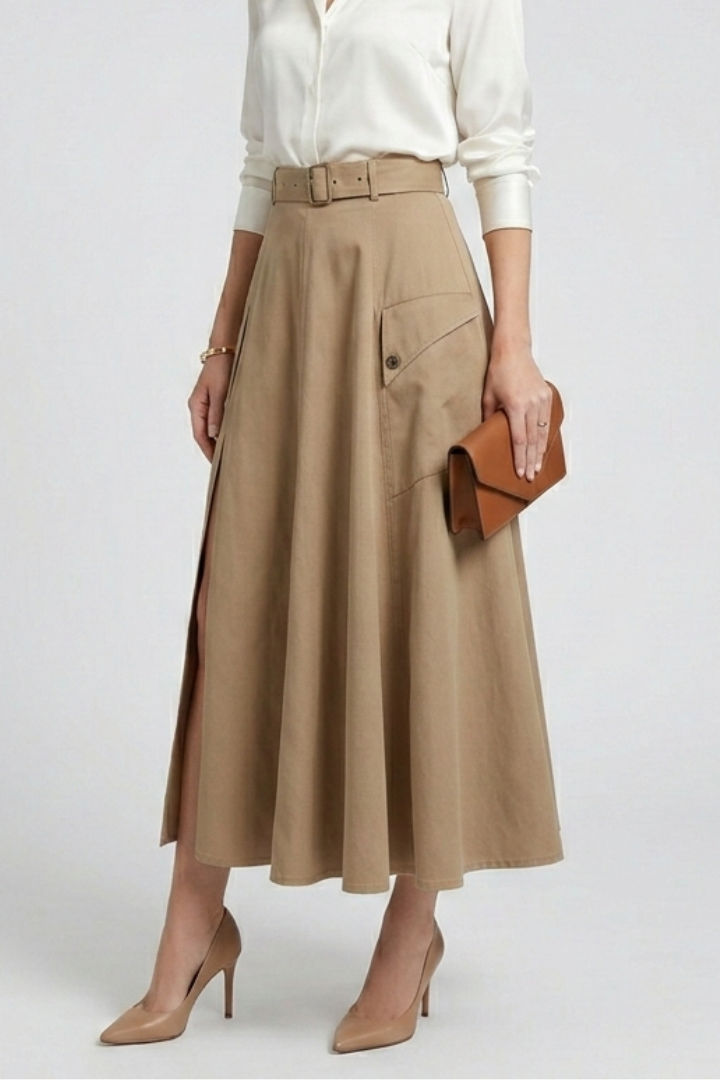 Women’s Maxi Skirt with Side Pockets and High Slit