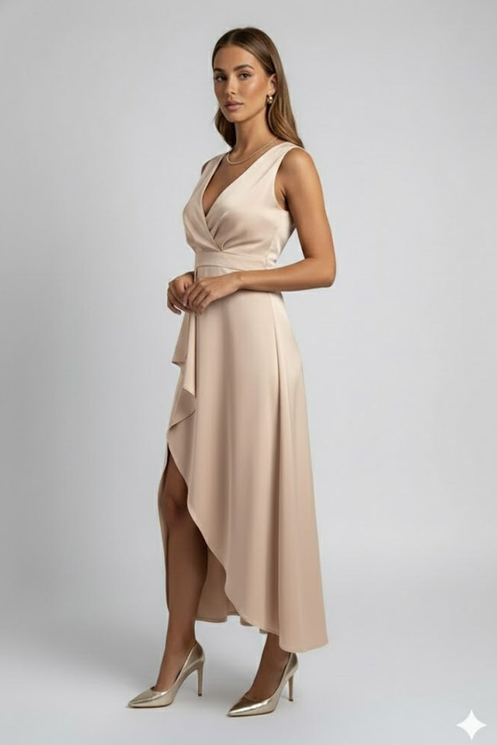 Women’s Maxi Wrap Dress with V Neckline