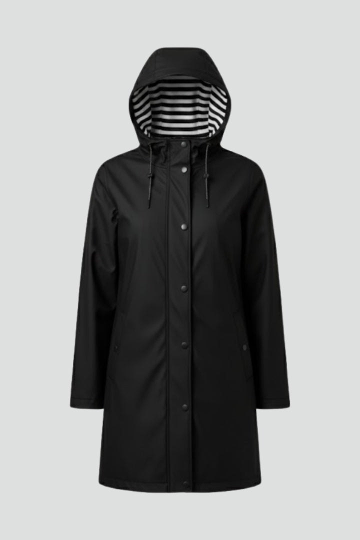 Women’s Mid Length Raincoat with Adjustable Hood