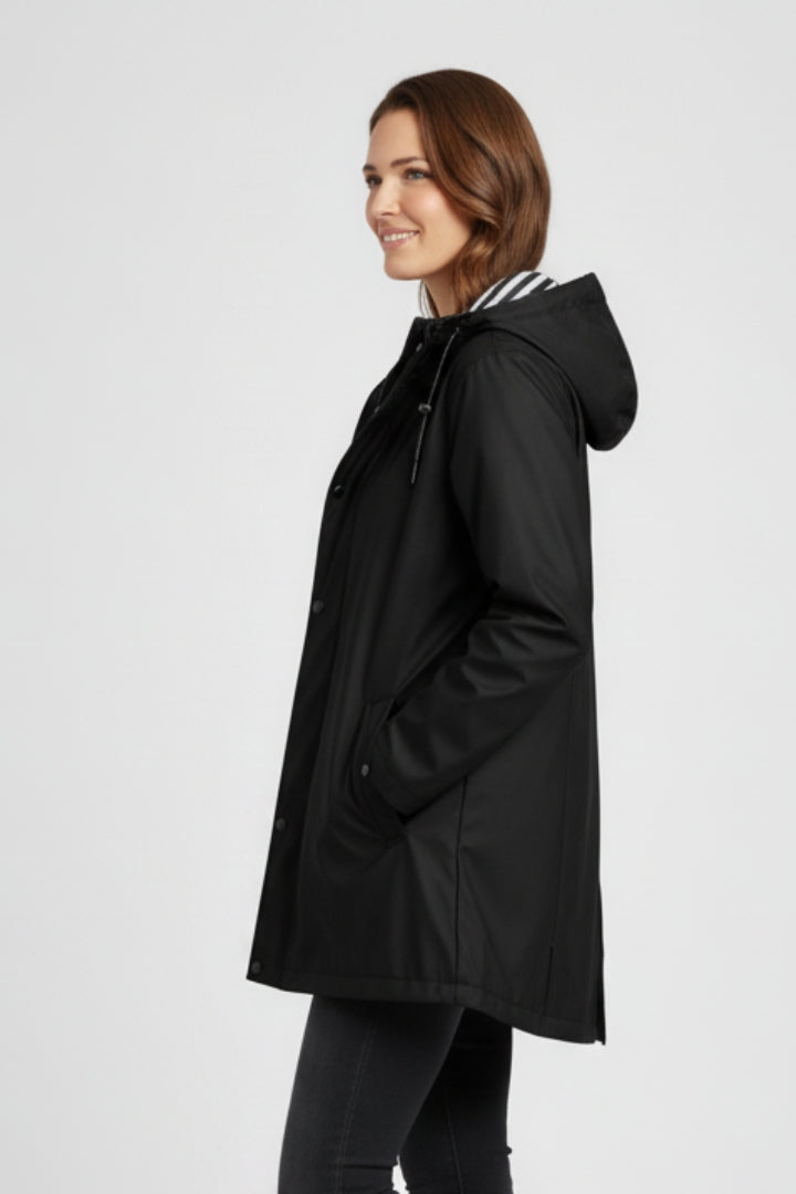 Women’s Mid Length Raincoat with Adjustable Hood