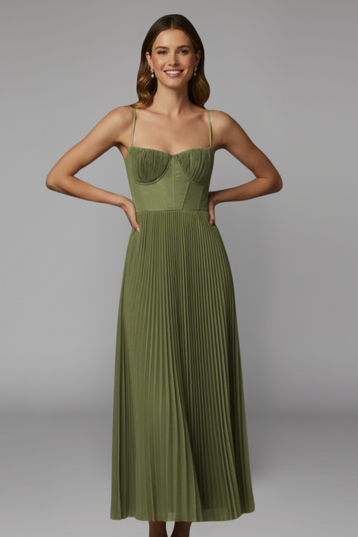 Women’s Midi Dress with Straight Neckline