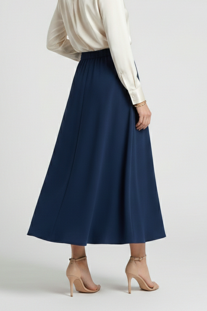 Women’s Midi Skirt with High Waist and Flared Cut