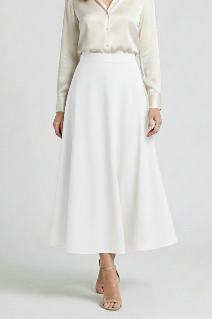 Women’s Midi Skirt with High Waist and Flared Cut