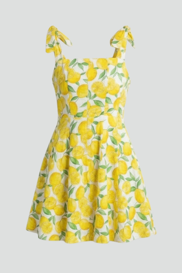 Women’s Mini Dress with Square Neck and Bow Straps