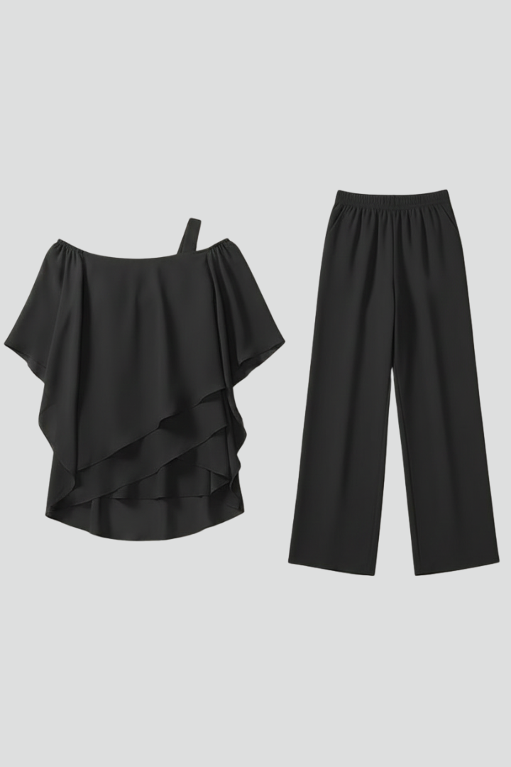 Women’s Off-Shoulder Jumpsuit with Elasticated Waistband and Flowing Fit