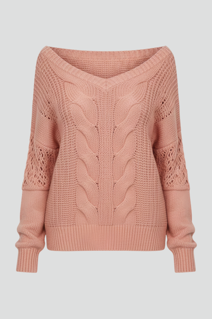 Women’s Oversized Sweater with Long Sleeves and Ribbed Cuffs