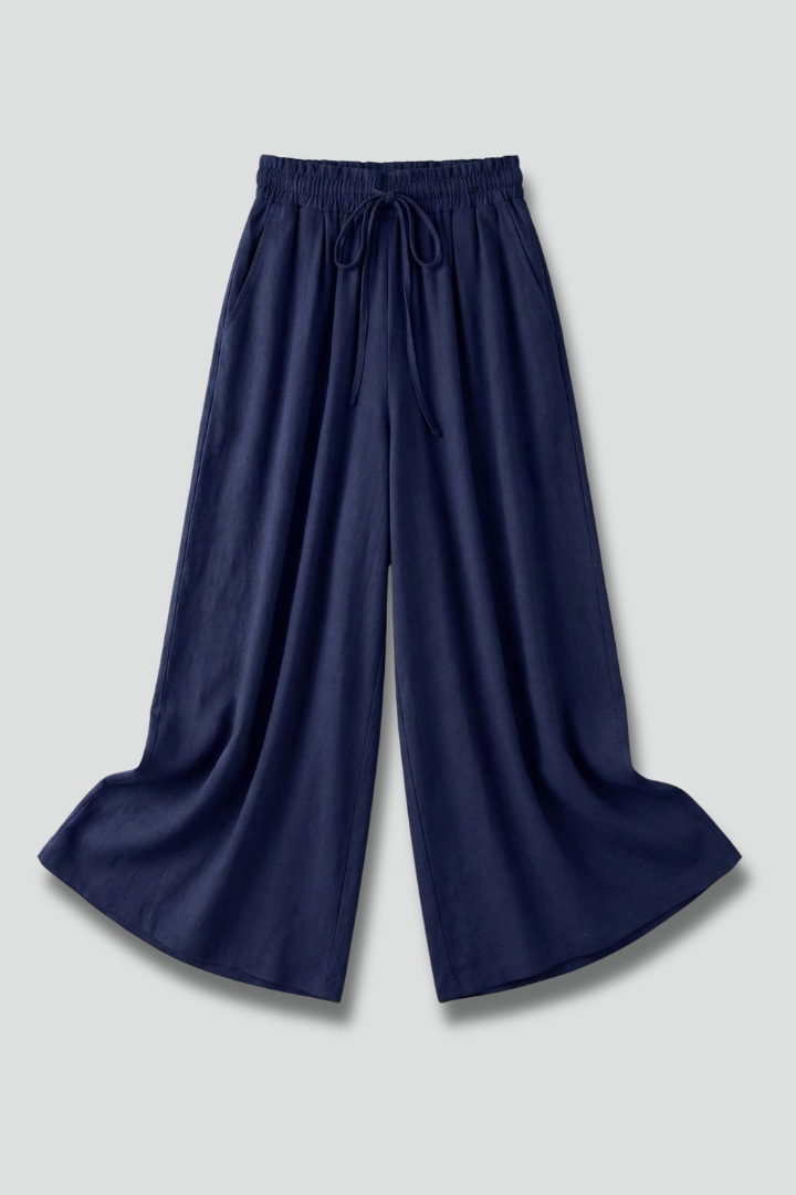 Women’s Palazzo Trousers with Elastic Waist and Pockets