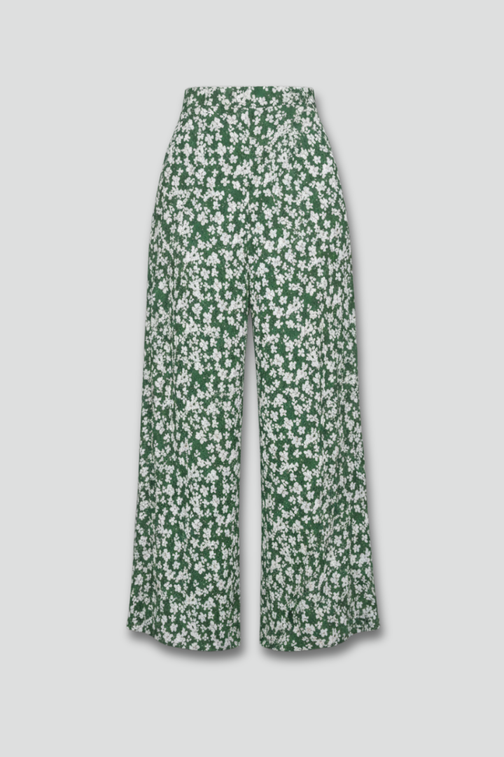 Women’s Palazzo Trousers with Floral Print and Wide Legs