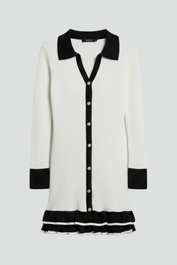 Women’s Ribbed Button Down Dress with Structured Collar