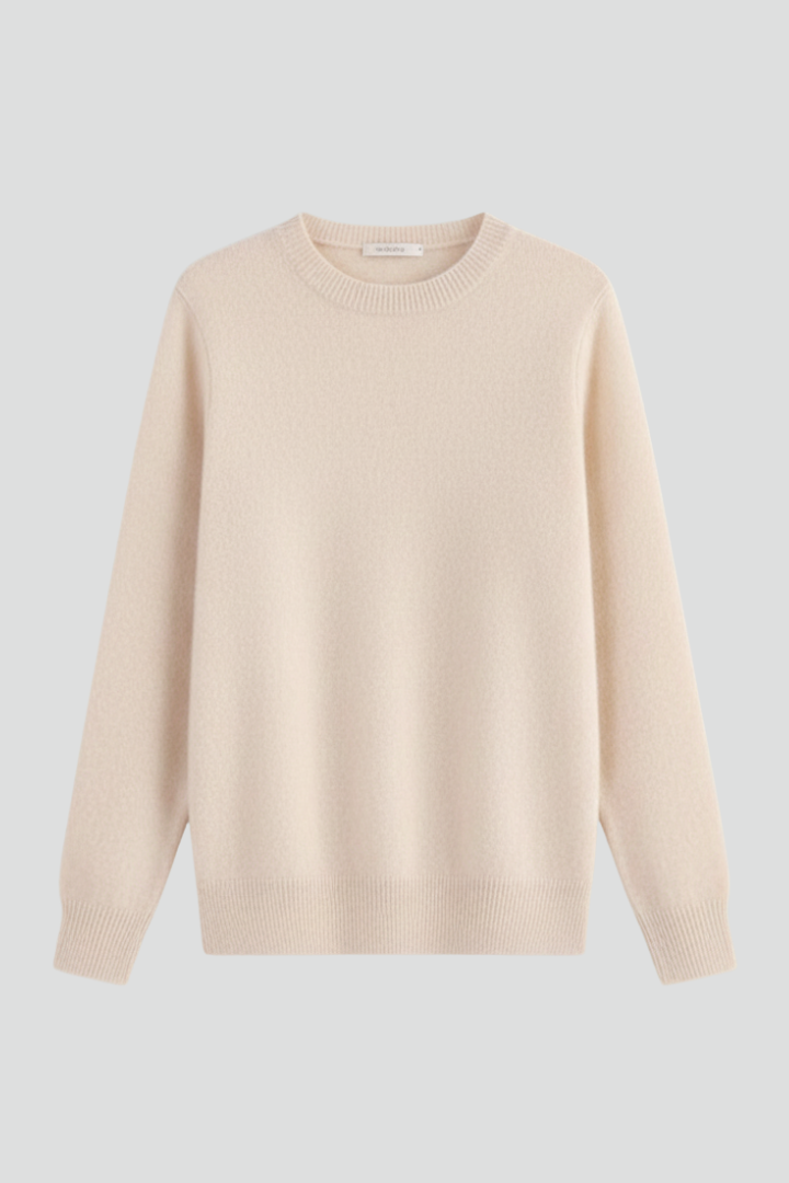 Women's Round Neck Jumper with Long Sleeves and Ribbed Trim