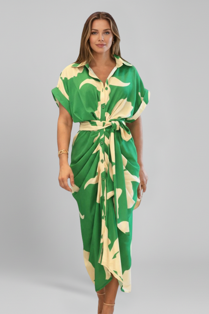 Women’s Shirt Dress with Belt and Short Sleeves