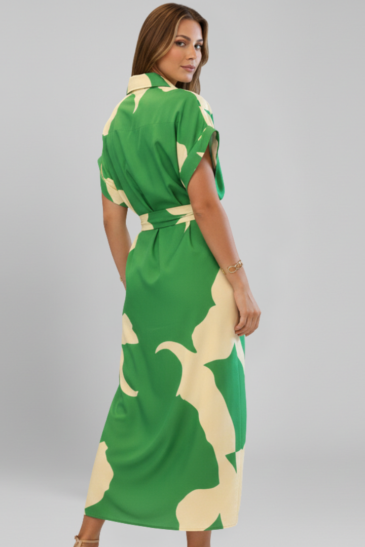 Women’s Shirt Dress with Belt and Short Sleeves