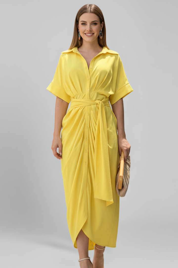 Women’s Shirt Dress with Belt and Short Sleeves