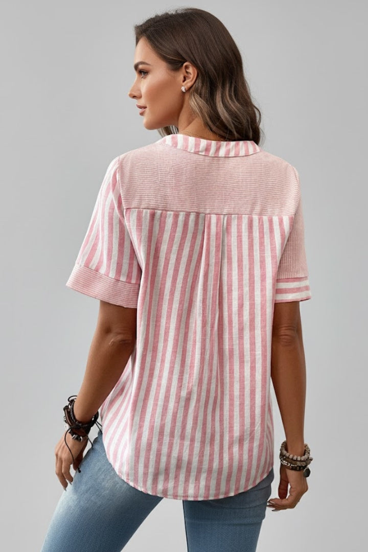 Women’s Short Sleeve Blouse with Button Front