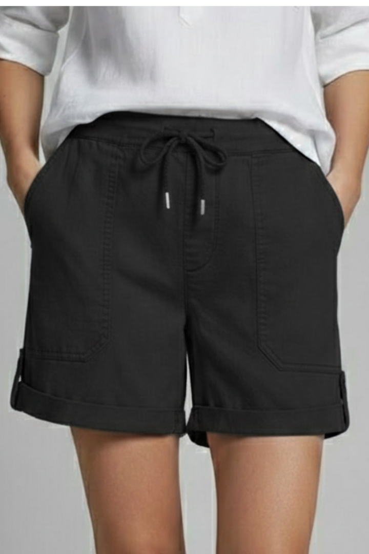 Women’s Shorts with Drawstring Waist and Rolled Hem