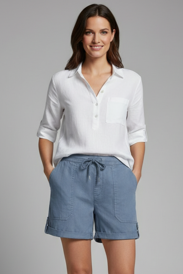 Women’s Shorts with Drawstring Waist and Rolled Hem