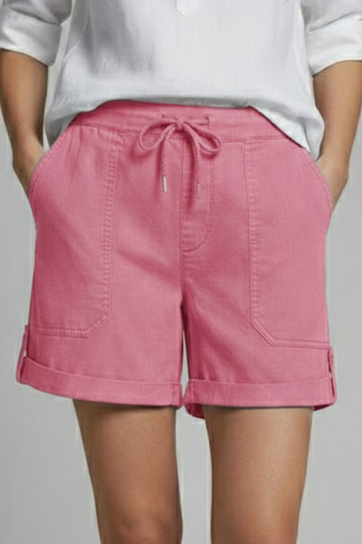 Women’s Shorts with Drawstring Waist and Rolled Hem