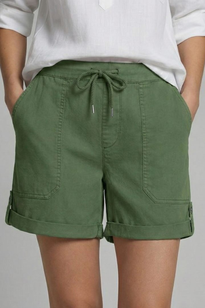Women’s Shorts with Drawstring Waist and Rolled Hem