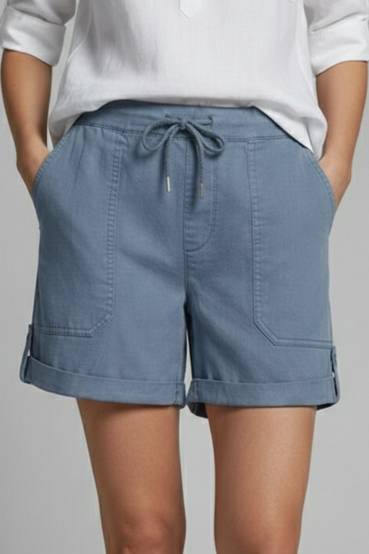 Women’s Shorts with Drawstring Waist and Rolled Hem