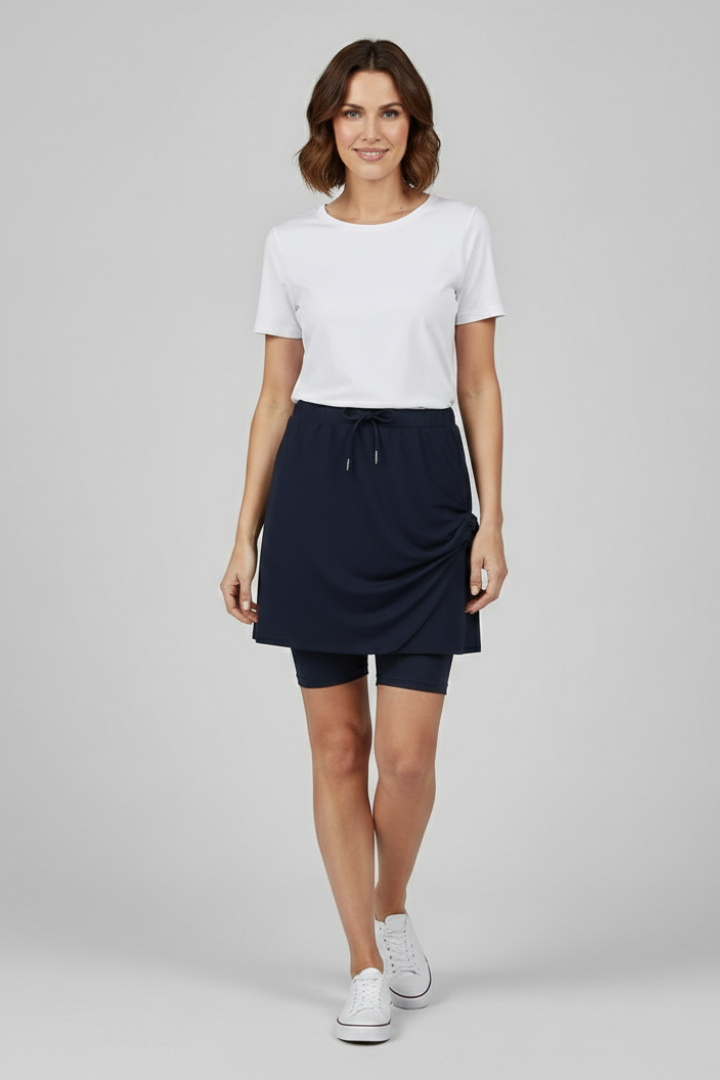 Women’s Skirt with Drawstring Waist and Built-In Shorts