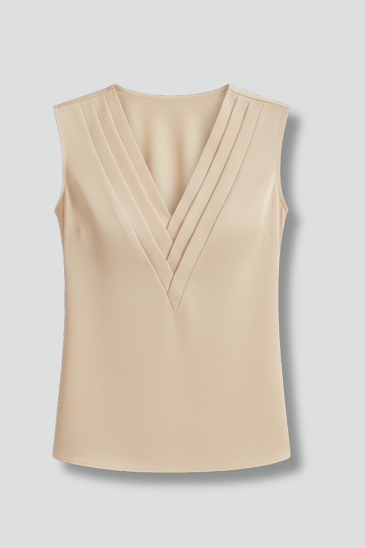 Women’s Sleeveless Blouse with V-Neck and Wrap Front